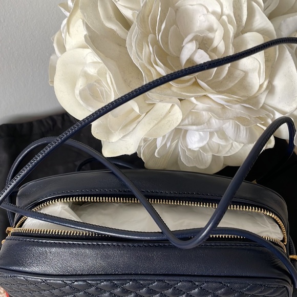 Ysl Saint Laurent Navy Blue Victoire lambskin leather crossbody euc - Picture 6 of 7